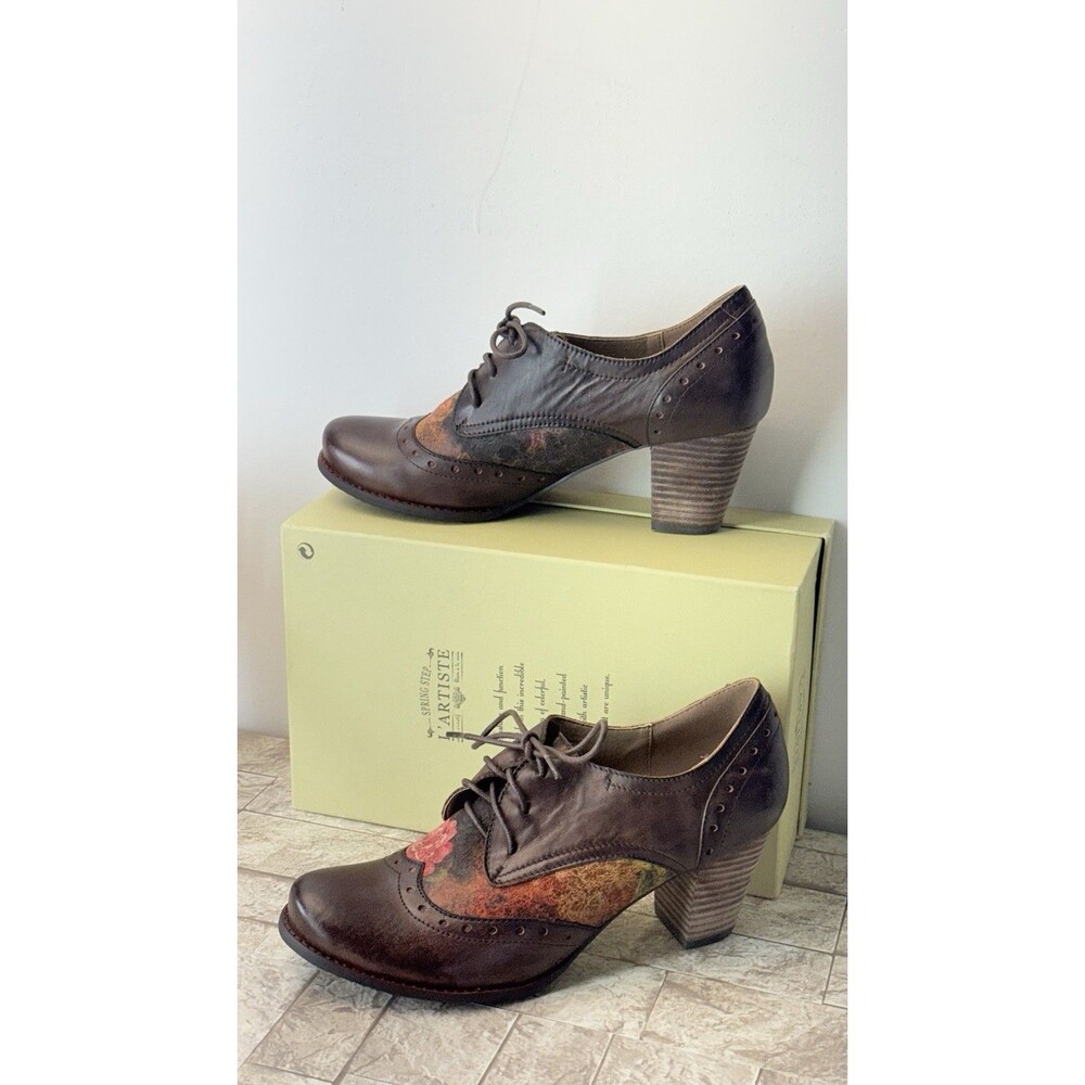 L'Artiste by Spring Step Women Brown Leather Marivel Heeled Oxfords US Sz 9 (40) - Picture 7 of 16